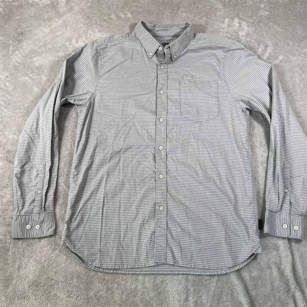 The‎ North Face Men's L Gray Striped Long Sleeve Button-Up Shirt